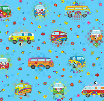 Decostoffen Hippie volkswagen bus digitale print