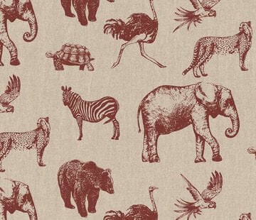 Decostoffen Dierenprint linnenlook