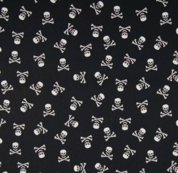 Decostoffen Skull zwart witte poplin stof