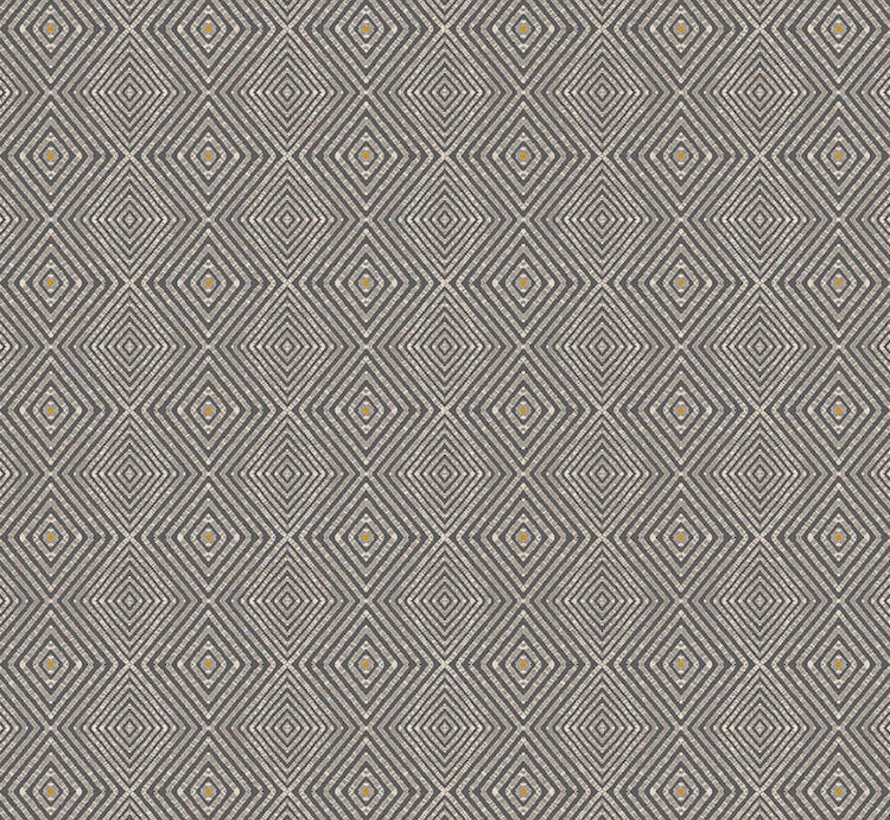 Geometrisch grijs geel linnenlook stof