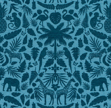 Decostoffen Petrol jungle jacquard