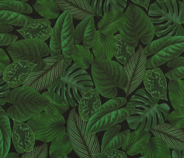 Decostoffen Groene bladeren velvet digitale print