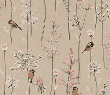 Decostoffen Vogels linnenlook