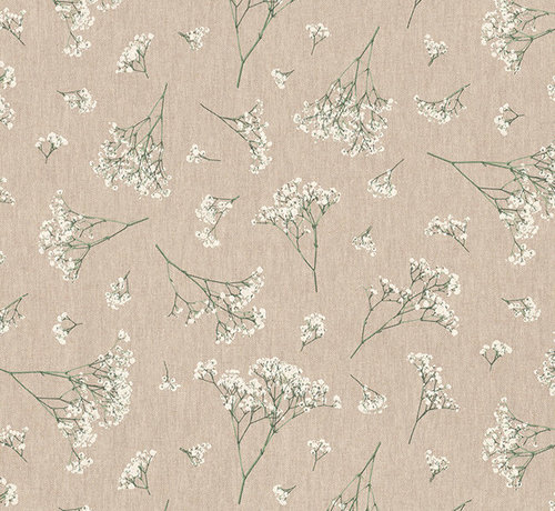 Decostoffen Witte gipskruid bloemen linnenlook stof
