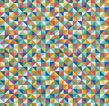 Decostoffen Geometrische blokjes patroon ottoman