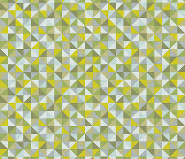 Decostoffen Geometrische blokjes donker groen/geel ottoman
