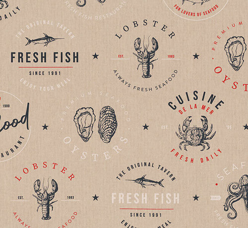 Decostoffen Zeedieren linnenlook stof