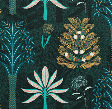 Decostoffen Groen bladeren velvet digitale print