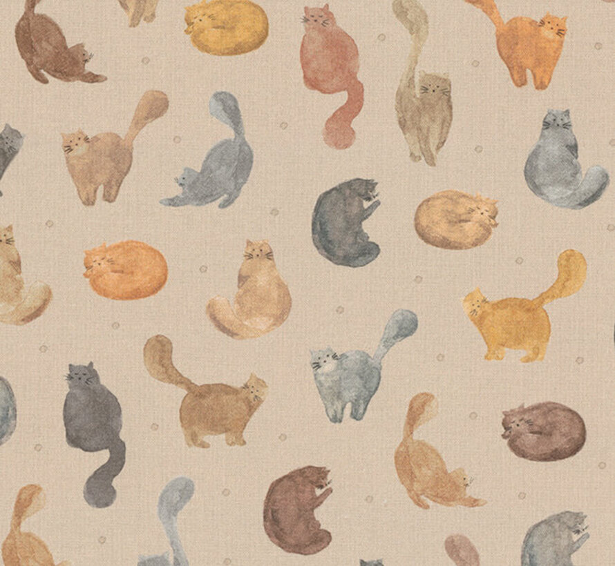 Katten/poezen digitale print stof