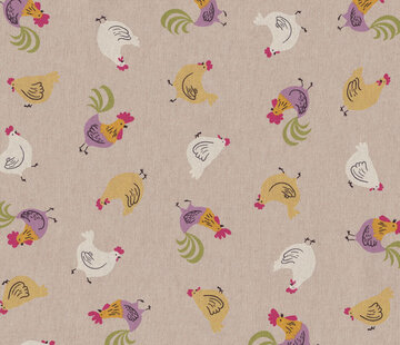 Decostoffen Kippen boerderijdieren linnenlook