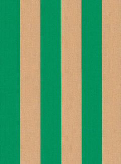 Decostoffen Groen en perzik strepen digitale print