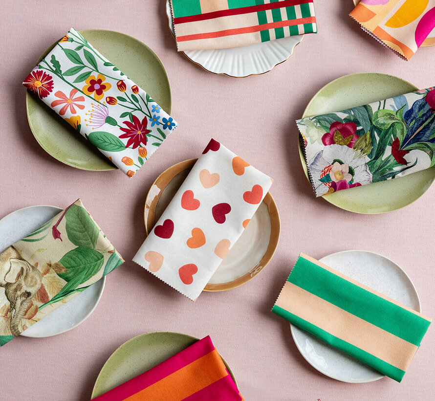 Hartjes stof katoen half panama stof