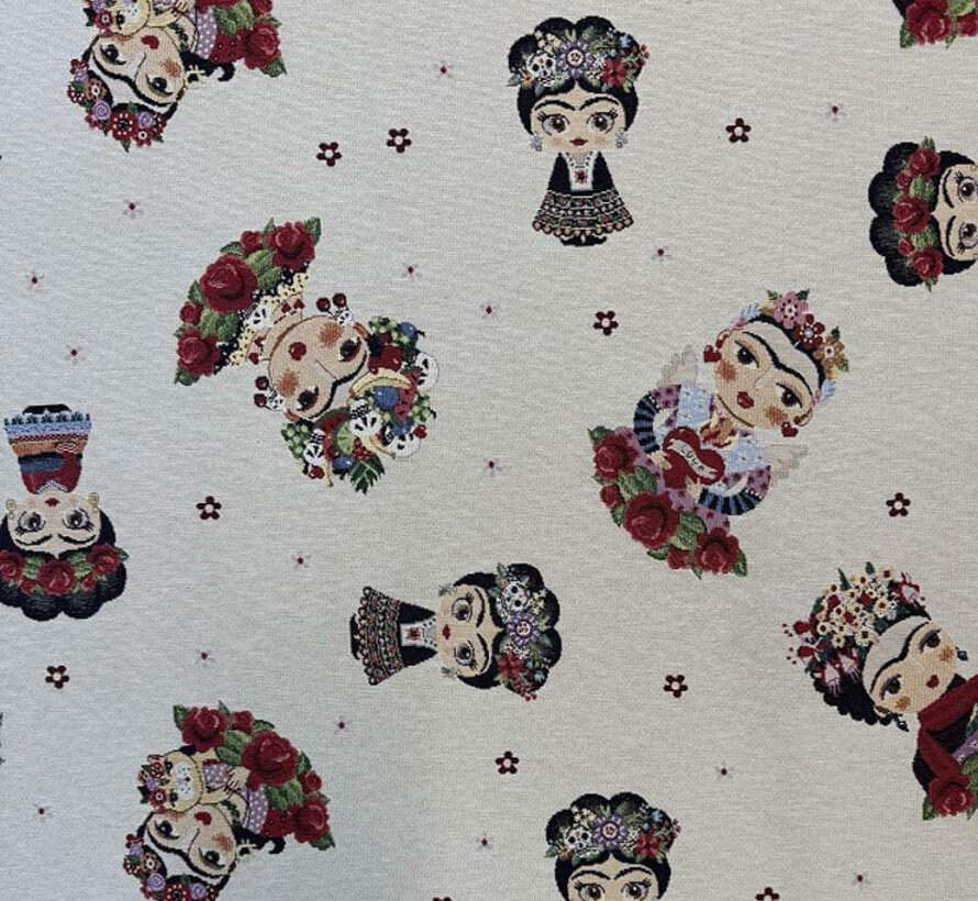 Mexicaanse vrouw met bloemen gobelin stof