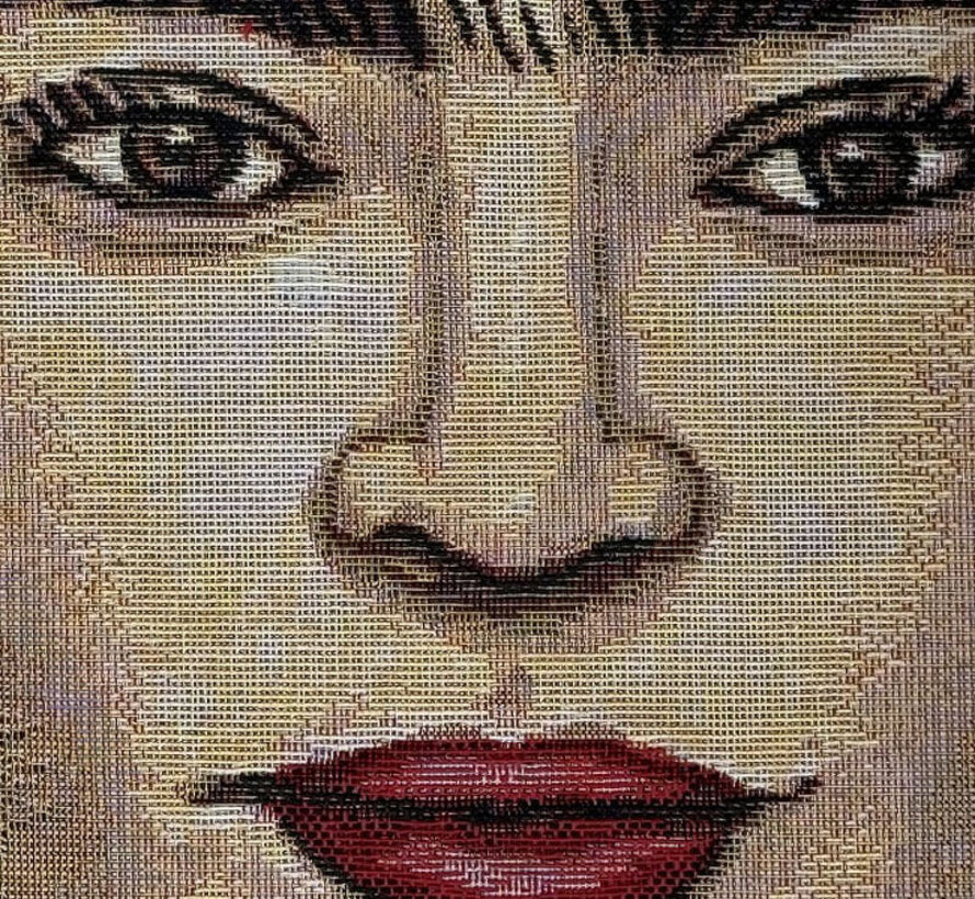 Mexicaanse vrouw bloemen gobelin stof