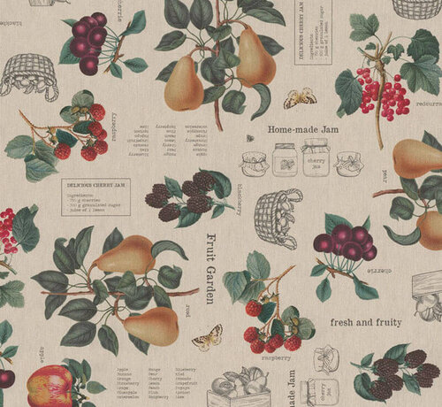 Decostoffen Rood fruit digitale print