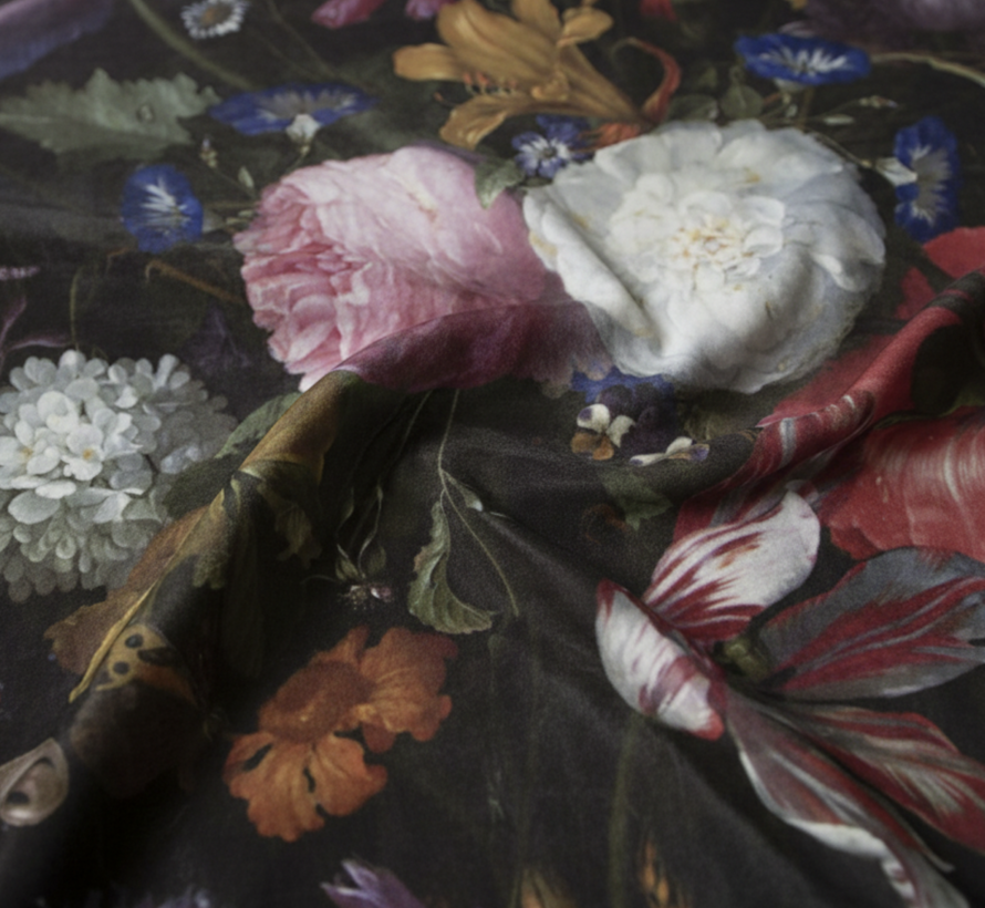 Bloemen roze wit velvet digitale print stof