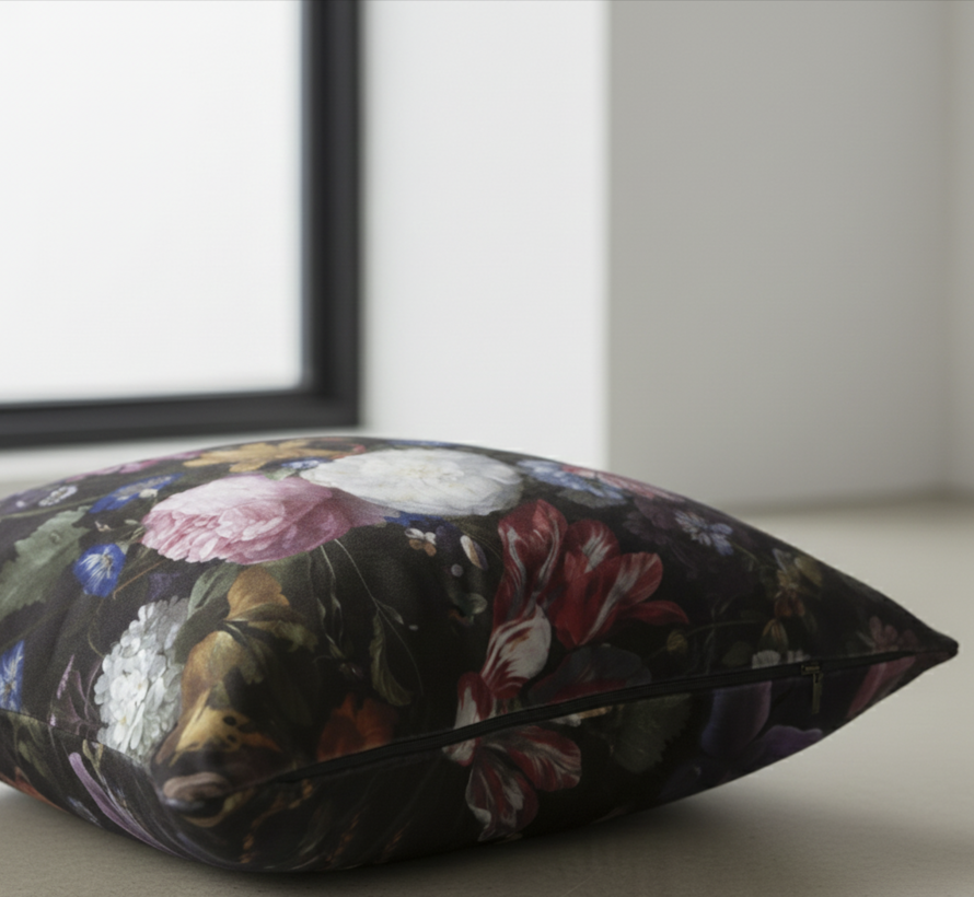 Bloemen roze wit velvet digitale print stof