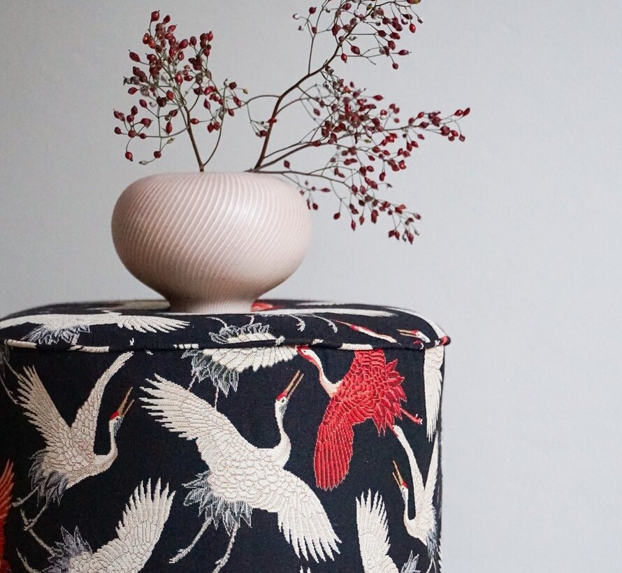 Rode en witte kraanvogel gobelin stof