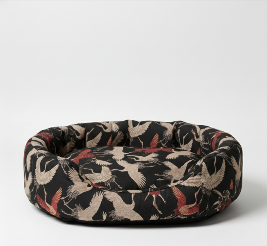 Rode en witte kraanvogel gobelin stof