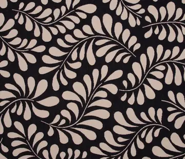 Decostoffen Bloemen patroon zwart gobelin