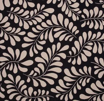 Decostoffen Bloemen patroon zwart gobelin