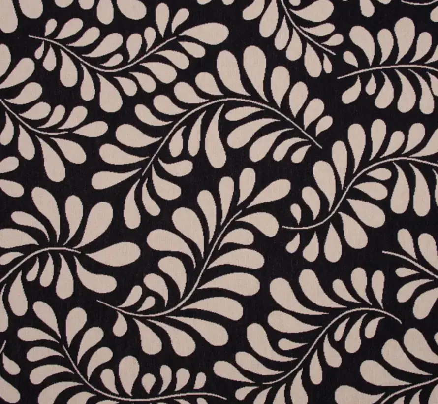 Bloemen patroon zwart gobelin