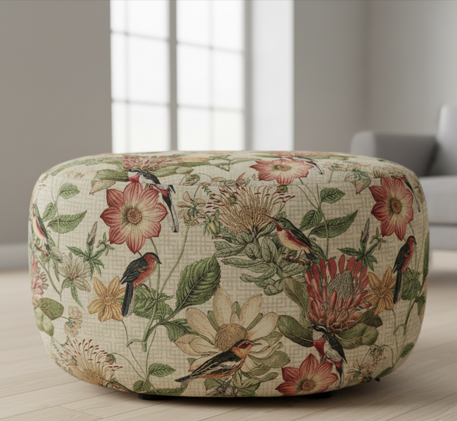 Botanische bloemen vogels gobelin stof