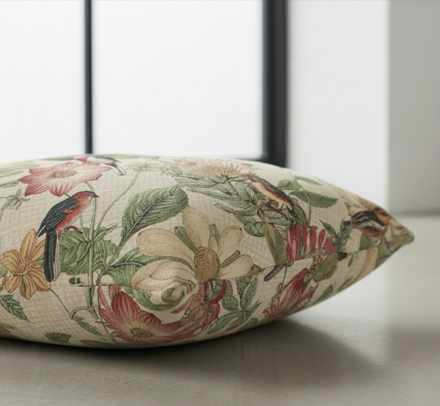 Botanische bloemen vogels gobelin stof