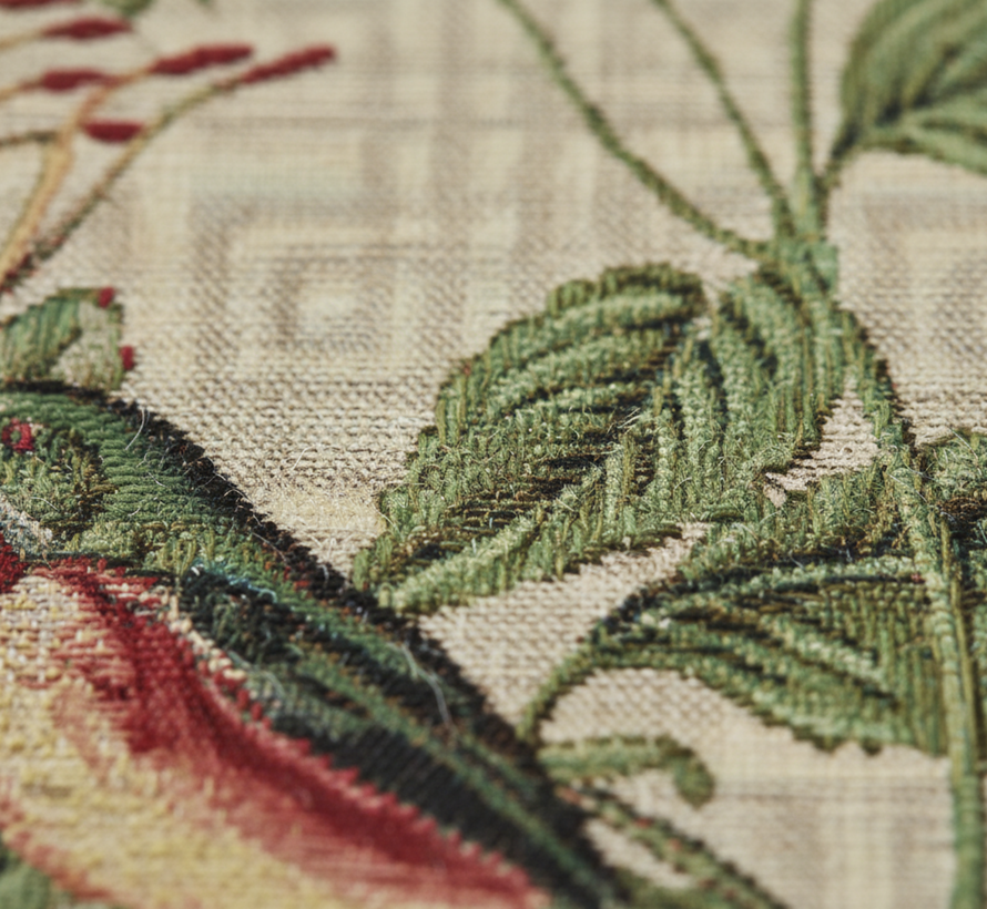 Botanische bloemen vogels gobelin stof