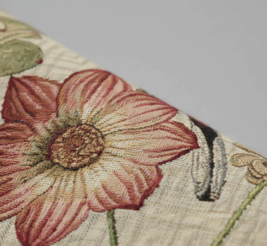 Botanische bloemen vogels gobelin stof