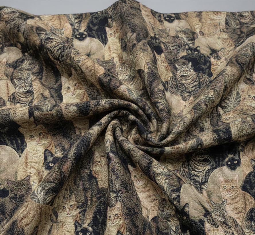 Kattenprint gobelin stof