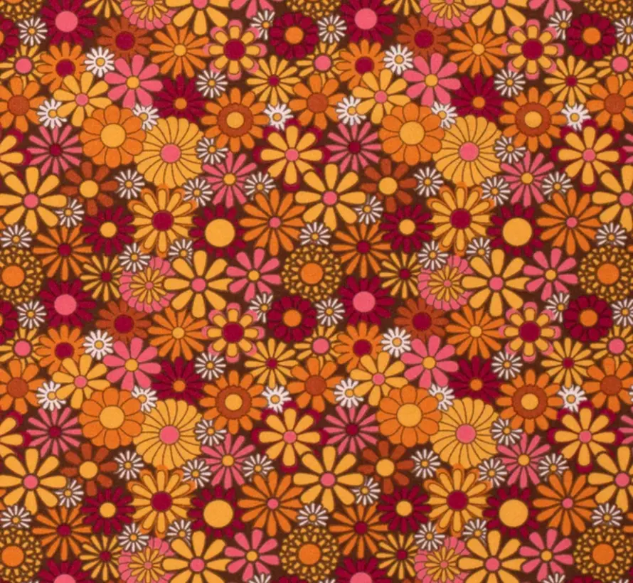 Bloemen oranje terlenka stof