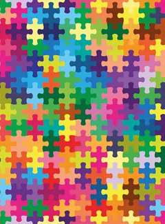 Decostoffen Puzzelstukken multicolor terlenka