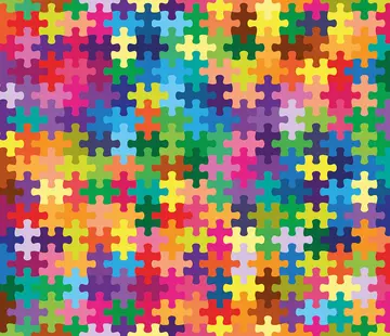 Decostoffen Puzzelstukken multicolor terlenka