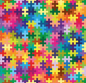 Decostoffen Puzzelstukken multicolor terlenka
