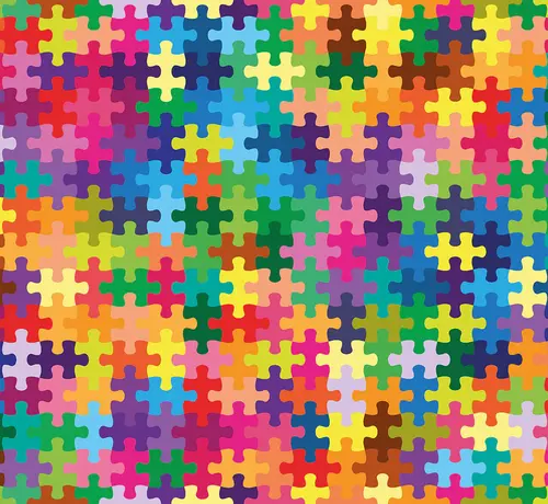 Decostoffen Puzzelstukken multicolor terlenka