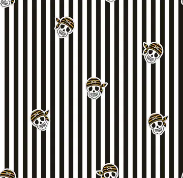 Decostoffen Piraten strepen zwart wit terlenka