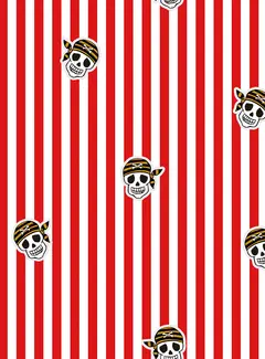 Decostoffen Piraten wit met rode strepen terlenka