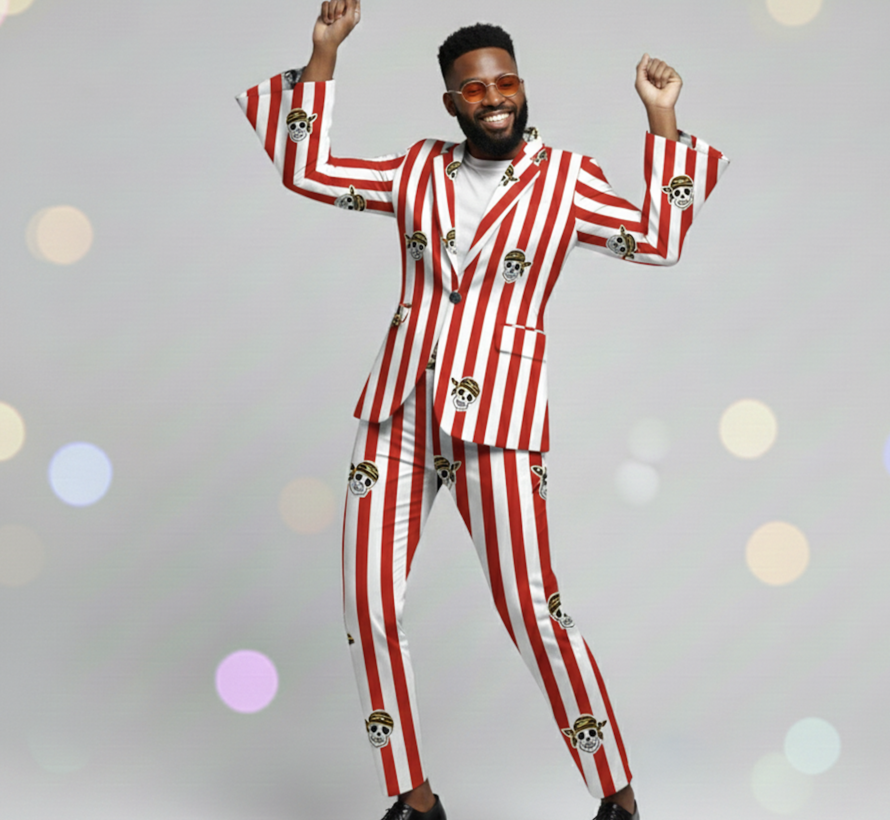 Piraten wit met rode strepen terlenka