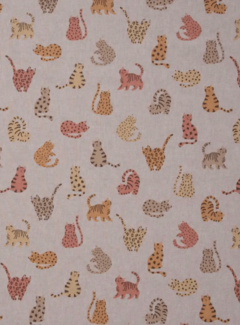 Decostoffen Kattenprint linnenlook