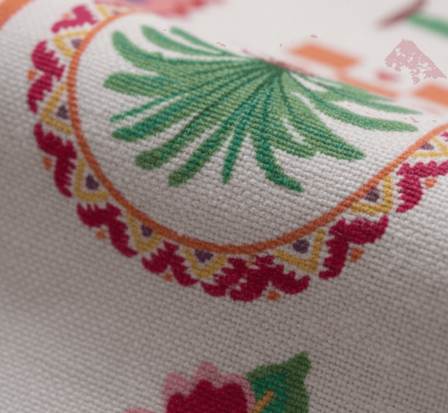 Boho viva la vida linnenlook digitale print stof