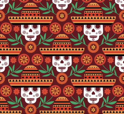 Decostoffen Doodshoofd terlenka stof mexico