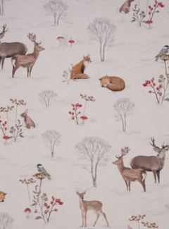 Decostoffen Herten kerststof linnenlook