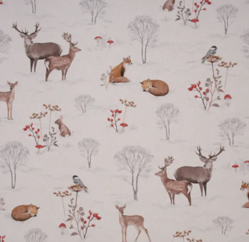 Decostoffen Herten kerststof linnenlook