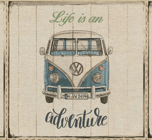 Decostoffen Volkswagen life is an adventure kussenpanel stof