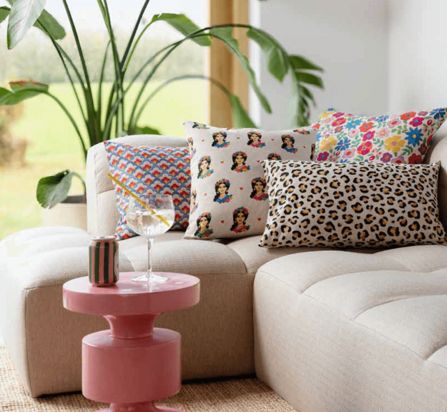 Mexicaanse bloemen vrouw linnenlook stof