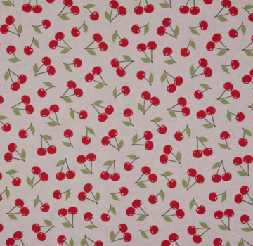 Decostoffen Kersen linnenlook
