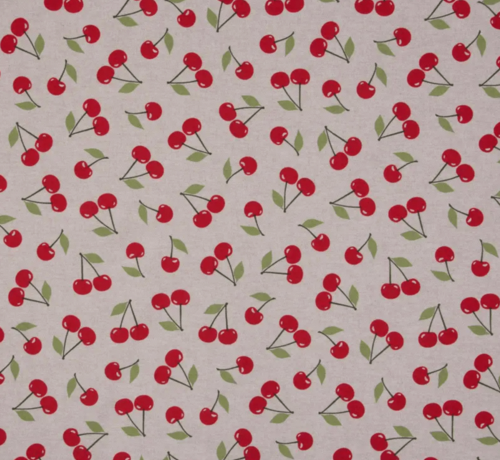 Decostoffen Kersen linnenlook stof