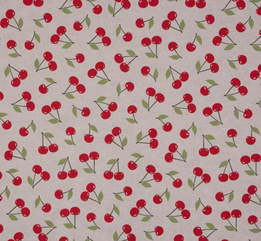 Kersen linnenlook stof