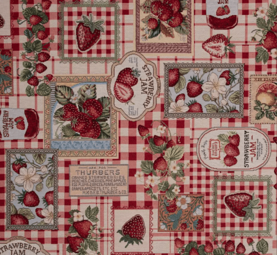 Aardbeien jam gobelin stof